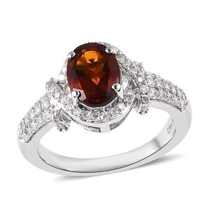 Premium Brazilian Cherry Citrine & Genuine Moissanite Ring